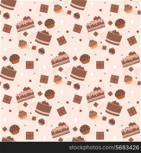 Seamless chocolate cakes pattern