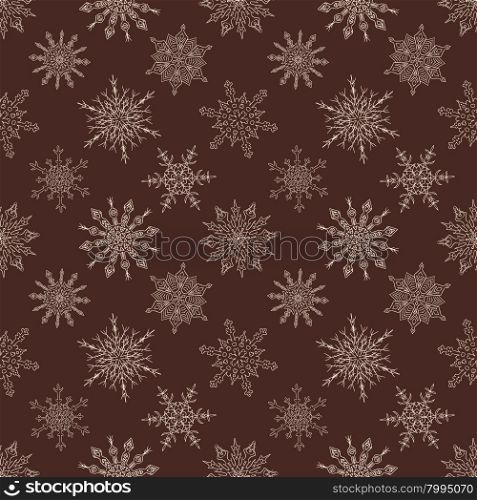 Seamless Christmas dark pattern with random drawn snowflakes