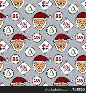Seamless Christmas pattern. New Year decoration with Santa Clause.Celebration background in trendy style for holiday. Seamless Christmas pattern. New Year decoration with Santa Clause.Celebration background in trendy style for holidays