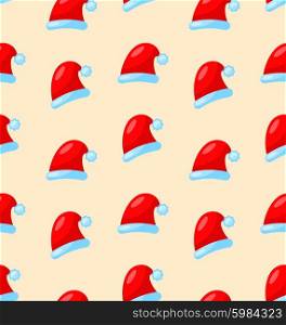 Seamless Christmas pattern Santa red hats. Seamless Christmas pattern Santa costume red hats - vector