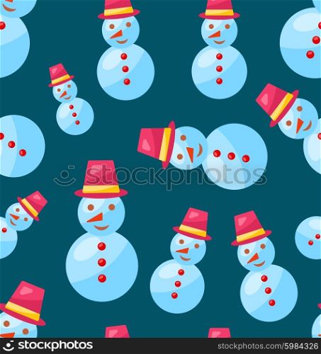 Seamless Christmas pattern snowman. Seamless Christmas pattern fun cute snowman - vector