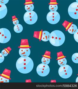 Seamless Christmas pattern snowman. Seamless Christmas pattern fun cute snowman - vector