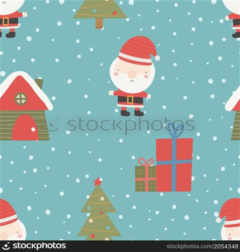 Seamless Christmas pattern with Christmas tree, snow and gifts. Christmas ornament with red and green color, vector illustration. Seamless Christmas pattern with Christmas tree, snow and gifts.