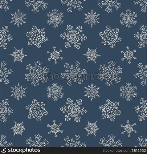 Seamless Christmas pattern with random drawn snowflakes