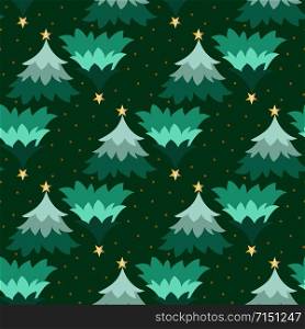 Seamless Christmas pattern with trees and snowflakes for holiday