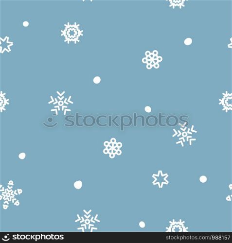 Seamless Christmas vector snowflake pattern. Snowstorm, snowfall background