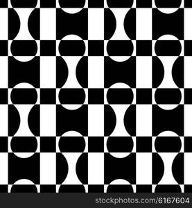 Seamless Circle and Square Pattern. Abstract Black and White Background. Vector Regular Texture. Seamless Circle and Square Pattern