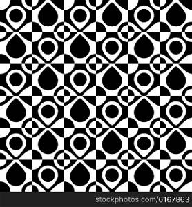 Seamless Circle and Square Pattern. Abstract Black and White Background. Vector Regular Texture. Seamless Circle and Square Pattern
