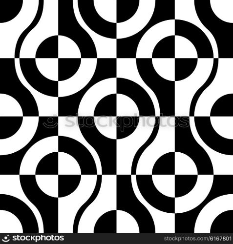 Seamless Circle and Square Pattern. Abstract Monochrome Background. Vector Regular Texture. Seamless Circle and Square Pattern