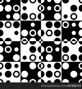 Seamless Circle and Square Pattern. Abstract Monochrome Background. Vector Regular Texture. Seamless Circle and Square Pattern