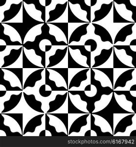 Seamless Circle and Square Pattern. Abstract Monochrome Oriental Background. Vector Regular Texture. Seamless Circle and Square Pattern