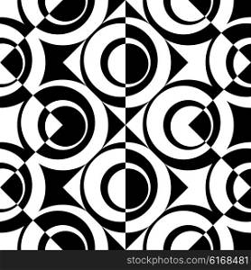Seamless Circle and ZigZag Pattern. Abstract Monochrome Background. Vector Regular Texture. Seamless Circle and ZigZag Pattern