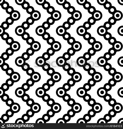 Seamless Circle and ZigZag Pattern. Abstract Monochrome Background. Vector Regular Texture. Seamless Circle and ZigZag Pattern