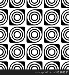 Seamless Circle Pattern. Abstract Black and White Background. Vector Regular Texture. Seamless Circle Pattern