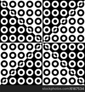 Seamless Circle, Square and Triangle Pattern. Vector Black and White Background