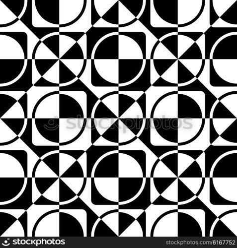 Seamless Circle, Square and Triangle Pattern. Vector Black and White Background