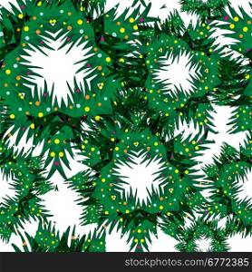 Seamless circular knitting pattern from green Christmas trees