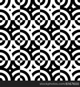 Seamless Circular Stripe Pattern. Abstract Black and White Background. Vector Regular Texture. Seamless Circular Stripe Pattern