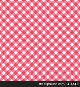 Seamless classic pattern background, red pastel diagonal overlapping stripes, vector red and white squares pattern for fabric tablecloths or umbrella gingham seamless
