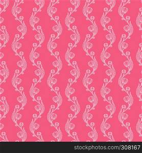 Seamless classic vector floral pink pattern with vertical stripes. Floral pink pattern