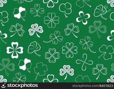 Seamless clover illustration on a green background