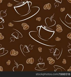 Seamless coffee pattern for banners, covers, brochures, textiles, textures of simple backgrounds. Flat design.