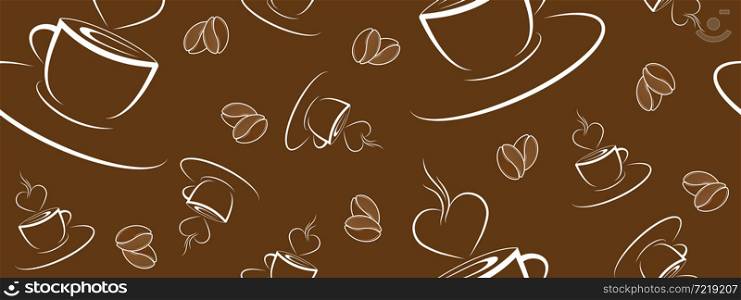 Seamless coffee pattern for banners, covers, brochures, textiles, textures of simple backgrounds. Flat design.