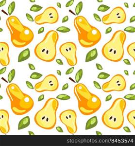 Seamless color pattern of pears on white background. Seamless pattern of pears