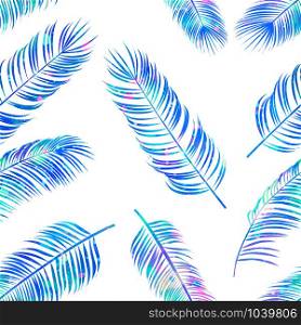 Seamless color vector pattern with palm leaves on dark background. Vector illustration. Seamless color vector pattern with palm leaves on dark background. Vector