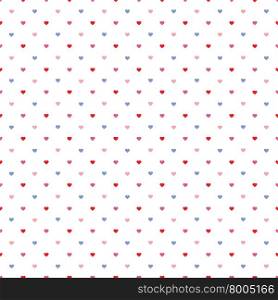 Seamless colored pattern with little hearts isolated on white