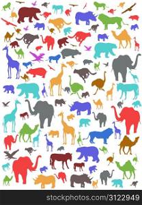 Seamless colorful african animals pattern