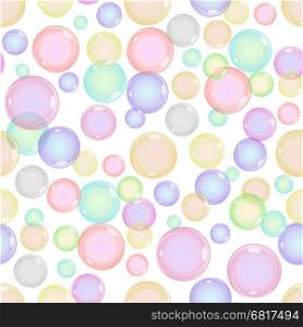 Seamless Colorful Bubbles Pattern on White Background. Seamless Colorful Bubbles Pattern