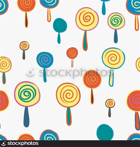 Seamless colorful hand drawn of lollipop pattern