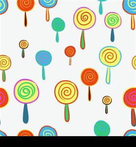 Seamless colorful hand drawn of lollipop pattern