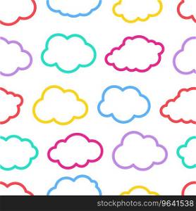 Seamless colorful outline cloud pattern Royalty Free Vector