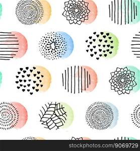 Seamless colourful abstract pattern. Hearts and plants, organic produst. Use for background, wrapping paper, covers, fabrics, cards, stationery, bedding, cosmetic. Vector