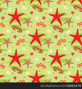 Seamless crabs and starfishes pattern
