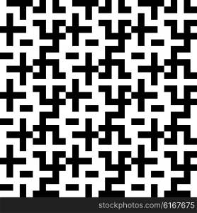Seamless Cross Pattern. Abstract Black and White Background. Vector Regular Texture. Seamless Cross Pattern