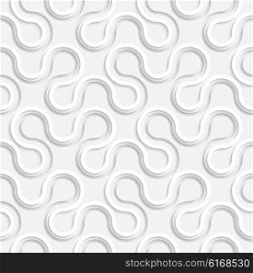 Seamless Curved Shape Pattern. 3d Vector Background. Regular White Texture. Seamless Curved Shape Pattern