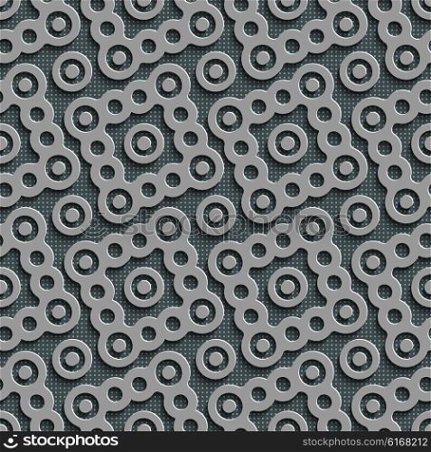 Seamless Curved Shape Pattern. Abstract Gray Background. Vector Regular Texture. Seamless Curved Shape Pattern