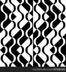 Seamless Curved Shape Pattern. Vector Black and White Background. Seamless Curved Shape Pattern