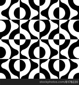 Seamless Curved Shape Pattern. Vector Black and White Background. Seamless Curved Shape Pattern