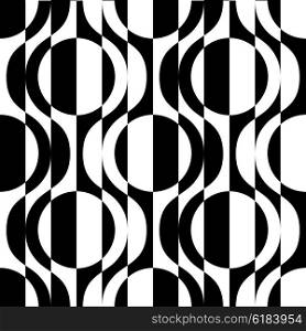 Seamless Curved Shape Pattern. Vector Black and White Background. Seamless Curved Shape Pattern