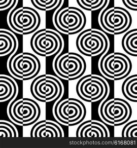 Seamless Curved Shape Pattern. Vector Geometric Background. Regular Black and White Texture. Seamless Curved Shape Pattern