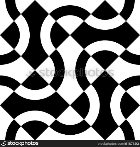 Seamless Curved Shape Pattern. Vector Monochrome Background. Seamless Curved Shape Pattern