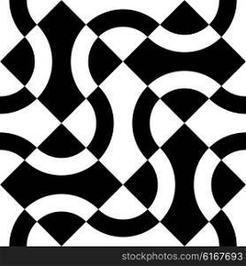 Seamless Curved Shape Pattern. Vector Monochrome Background. Seamless Curved Shape Pattern