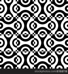 Seamless Curved Shape Pattern. Vector Monochrome Regular Texture. Seamless Curved Shape Pattern