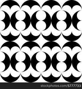 Seamless Curved Shape Pattern. Vector Monochrome Texture. Seamless Curved Shape Pattern