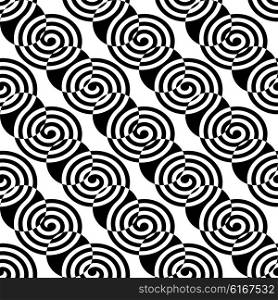 Seamless Curved Shape Pattern. Vector Monochrome Texture. Seamless Curved Shape Pattern