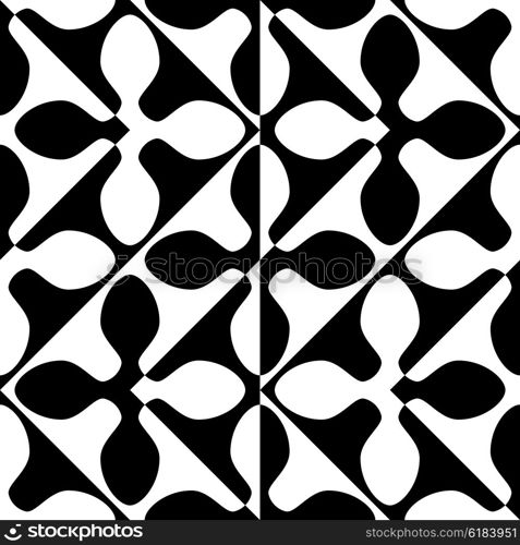 Seamless Curved Shape Pattern. Vector Monochrome Texture. Seamless Curved Shape Pattern